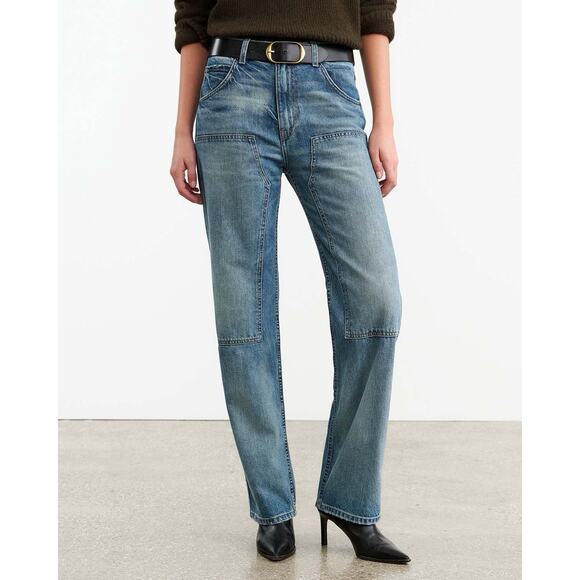 Nili Lotan Welder Patch Straight Leg Carpenter Jean Simon Wash 29 NWT - Picture 1 of 9